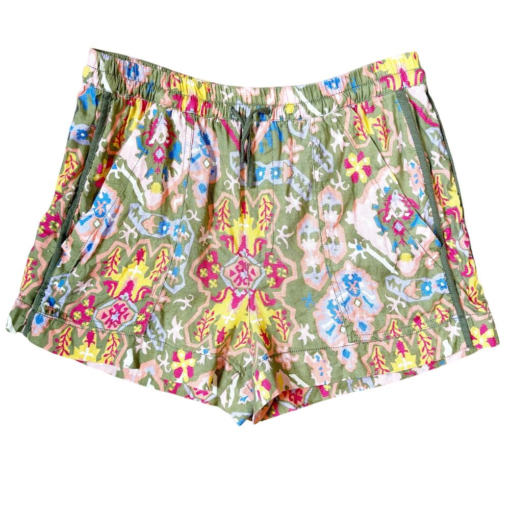 Zara Colorful Linen Blend Abstract Print Shorts - Size Large